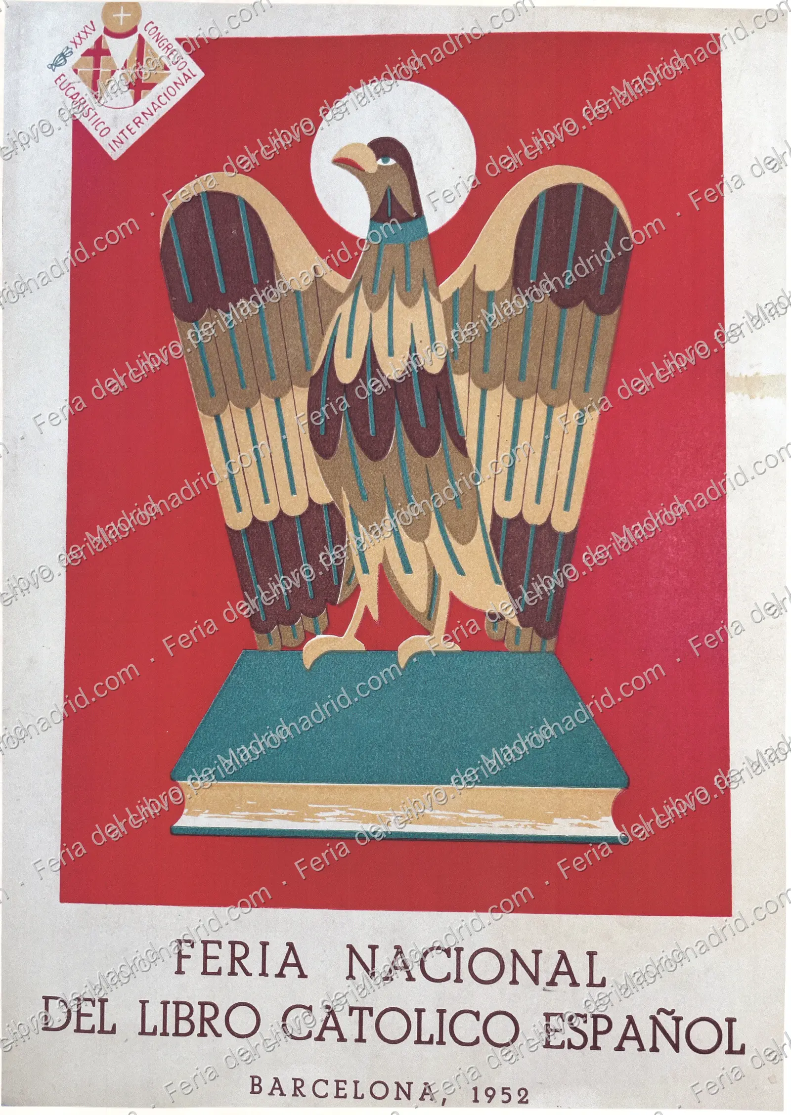 Cartel de la Feria Nacional del Libro Católico Español. Barcelona, 1952. XXXV Congreso Eucarístico Nacional — página 1