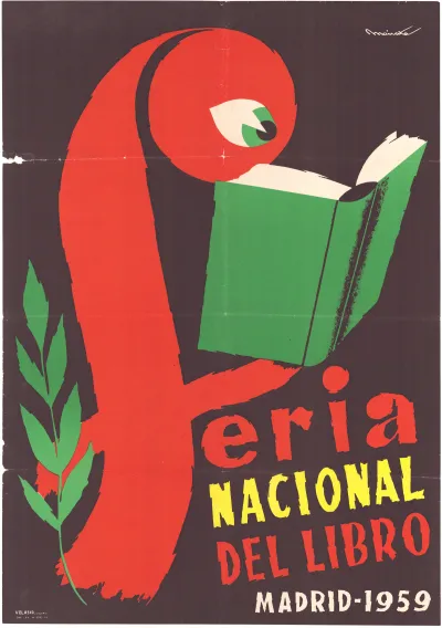Cartel de la Feria Nacional del Libro. Madrid, 1959. Autor: Mairata.