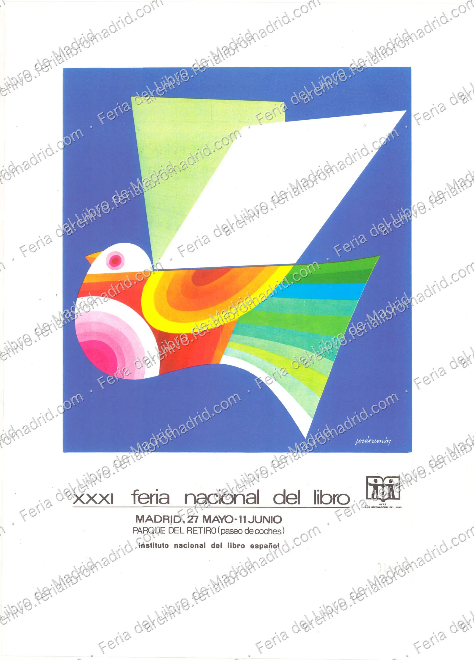 Reproducción del cartel a tamaño A4 de la Feria Nacional del Libro 1972. Autor: joséramón. Fotocopia en color — página 1