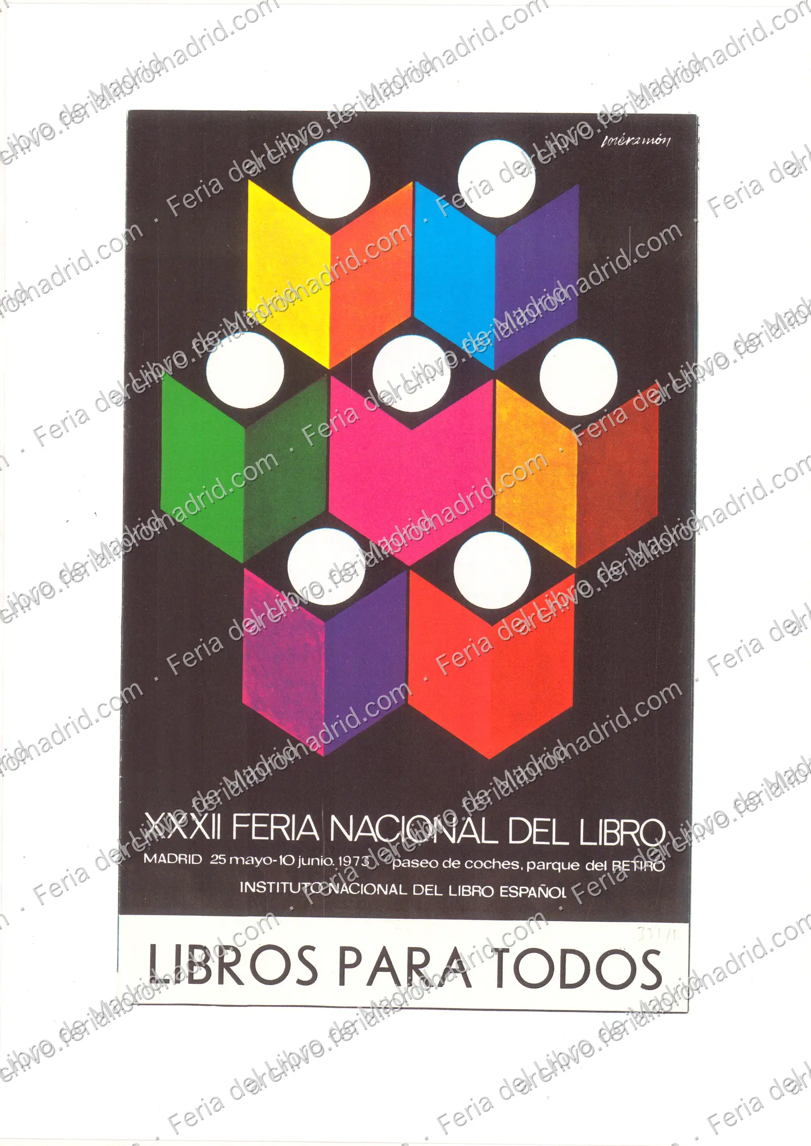 Reproducción del cartel a tamaño A4 de la Feria Nacional del Libro 1973. Autor: joséramón. Es fotocopia en color — página 1
