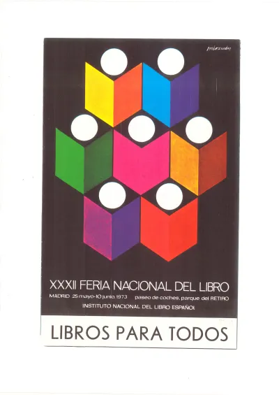 Reproducción del cartel a tamaño A4 de la Feria Nacional del Libro 1973. Autor: joséramón. Es fotocopia en color