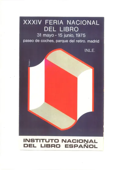 Reproducción del cartel a tamaño A4 de la Feria Nacional del Libro 1975. Autor: Laperal. Es fotocopia en color
