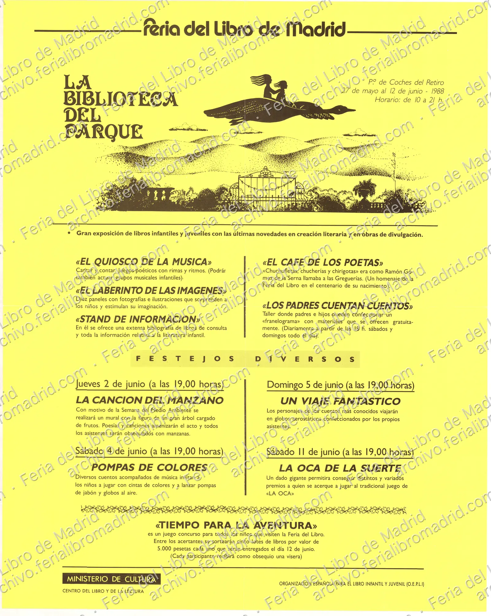 Cartel de programación infantil: "La biblioteca del parque" — página 1