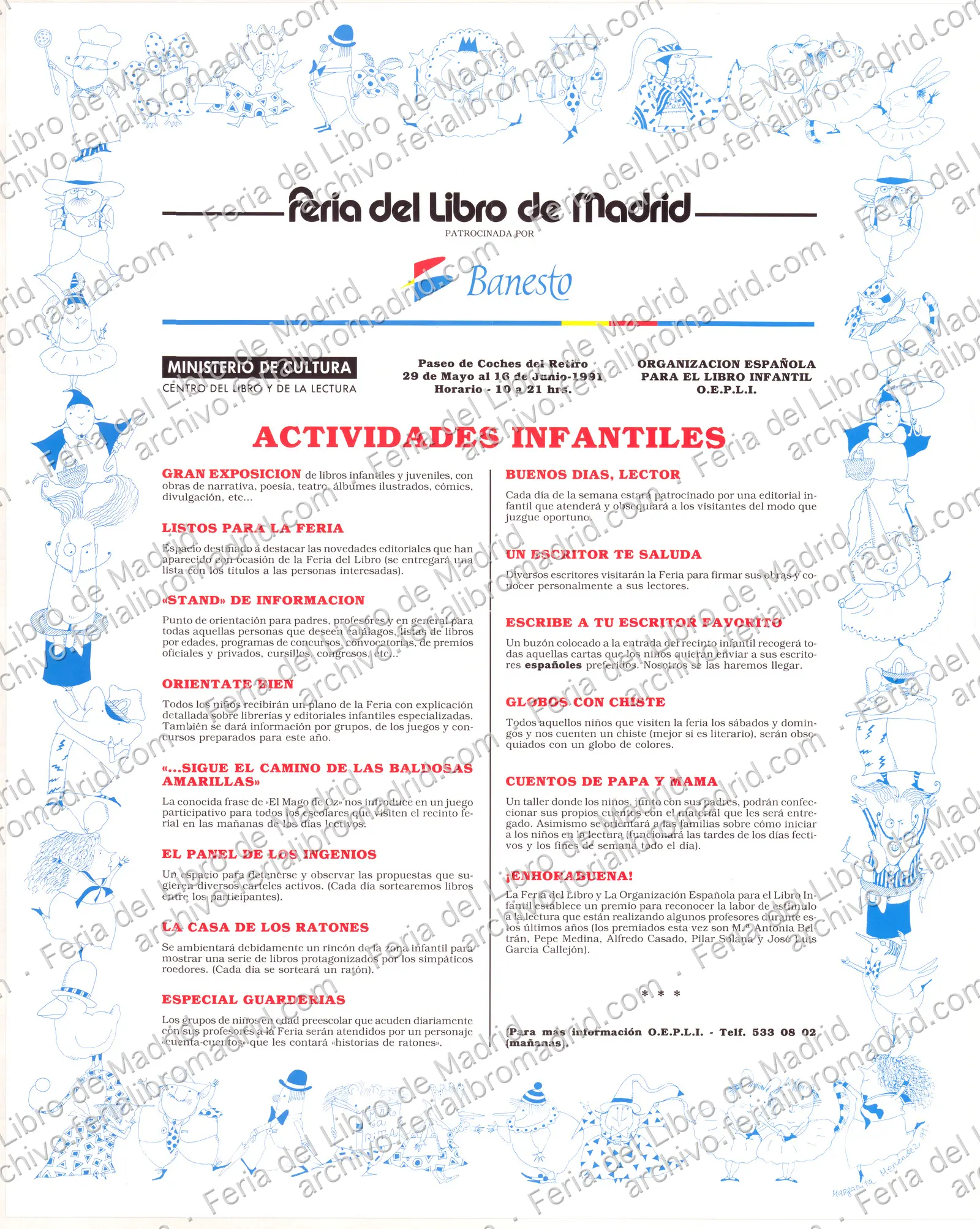 Cartel de programación infantil: "Actividades infantiles". Autora: Margarita Menéndez — página 1