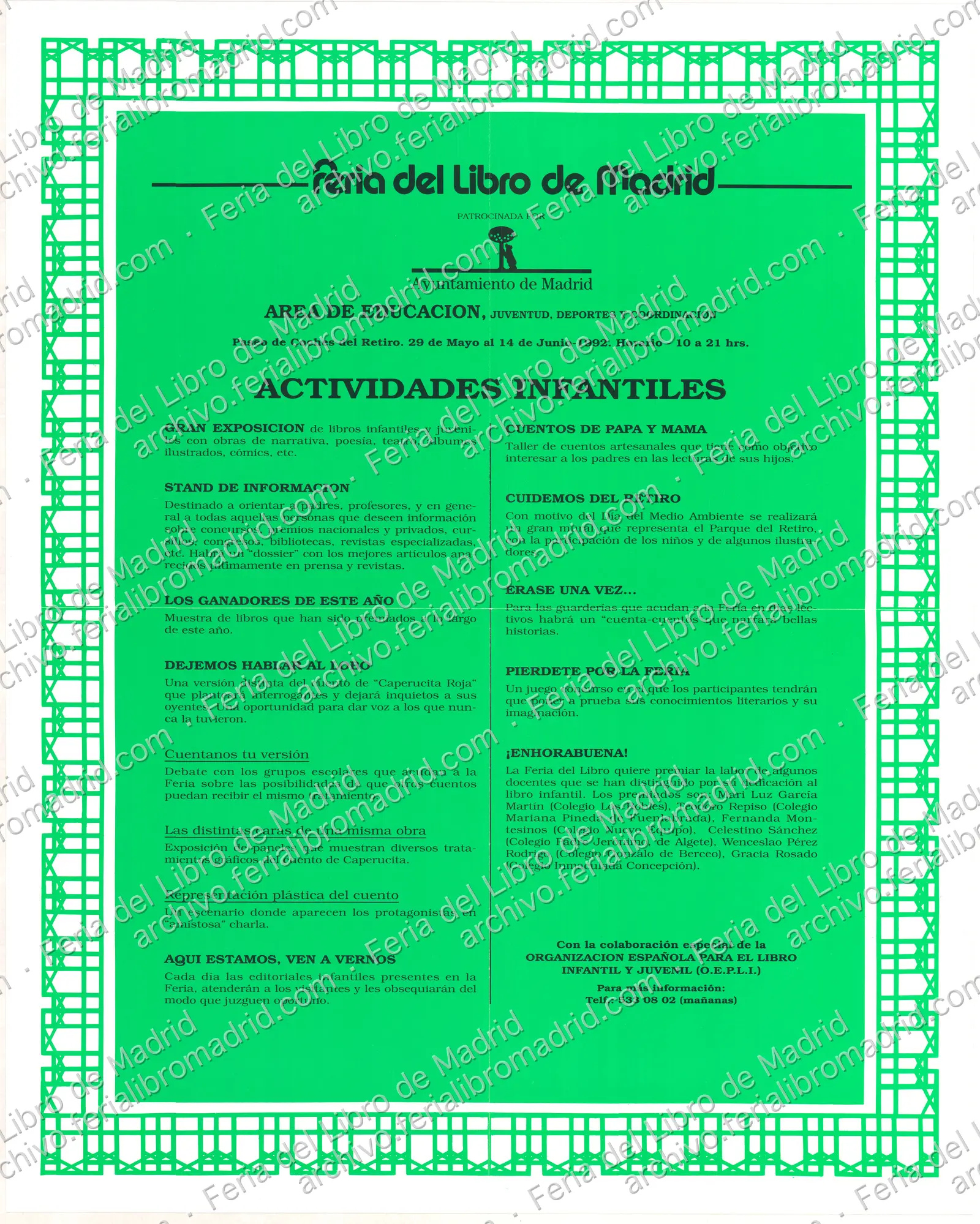 Cartel de programación infantil: "Actividades infantiles" — página 1