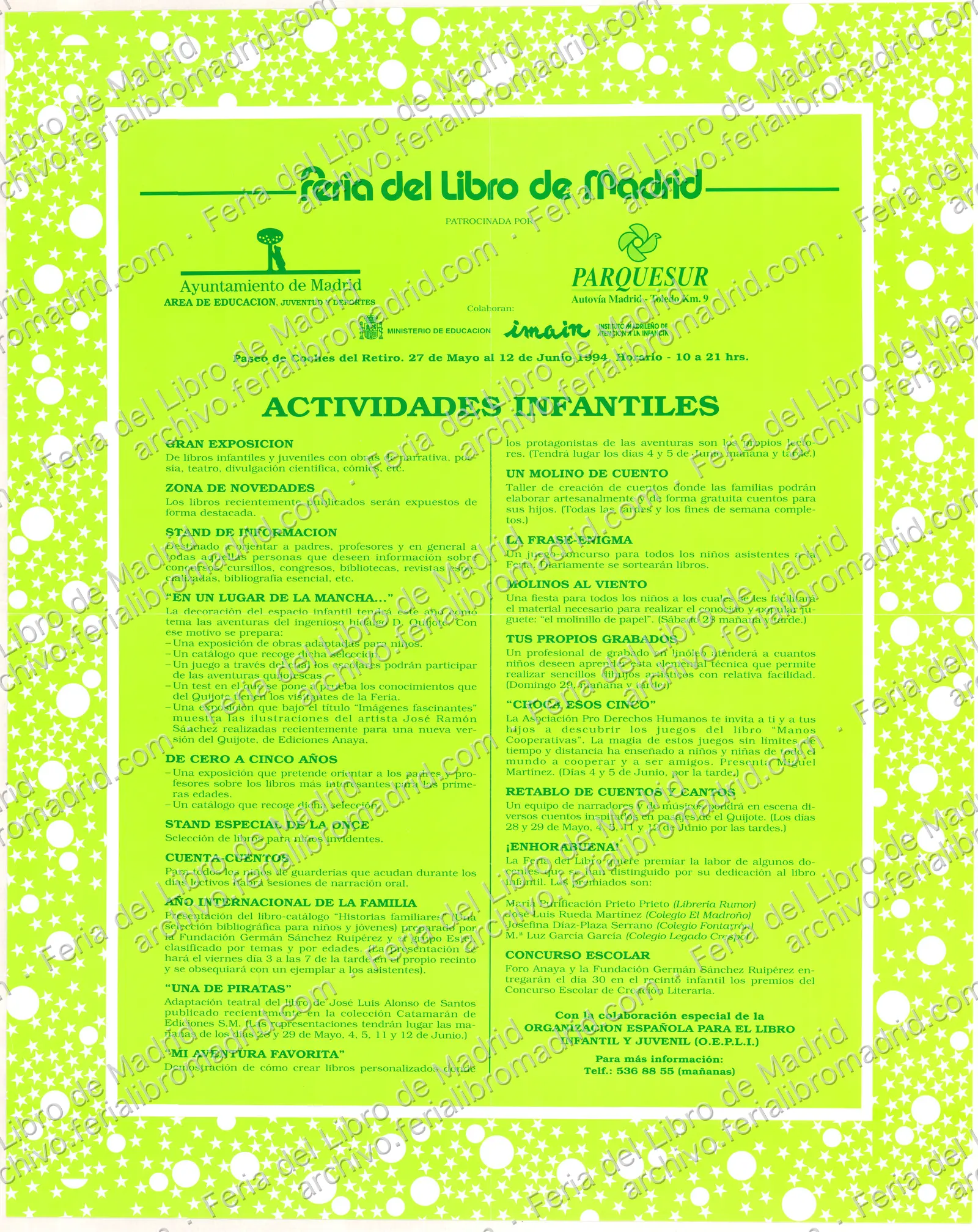 Cartel de programación infantil: "Actividades infantiles" — página 1