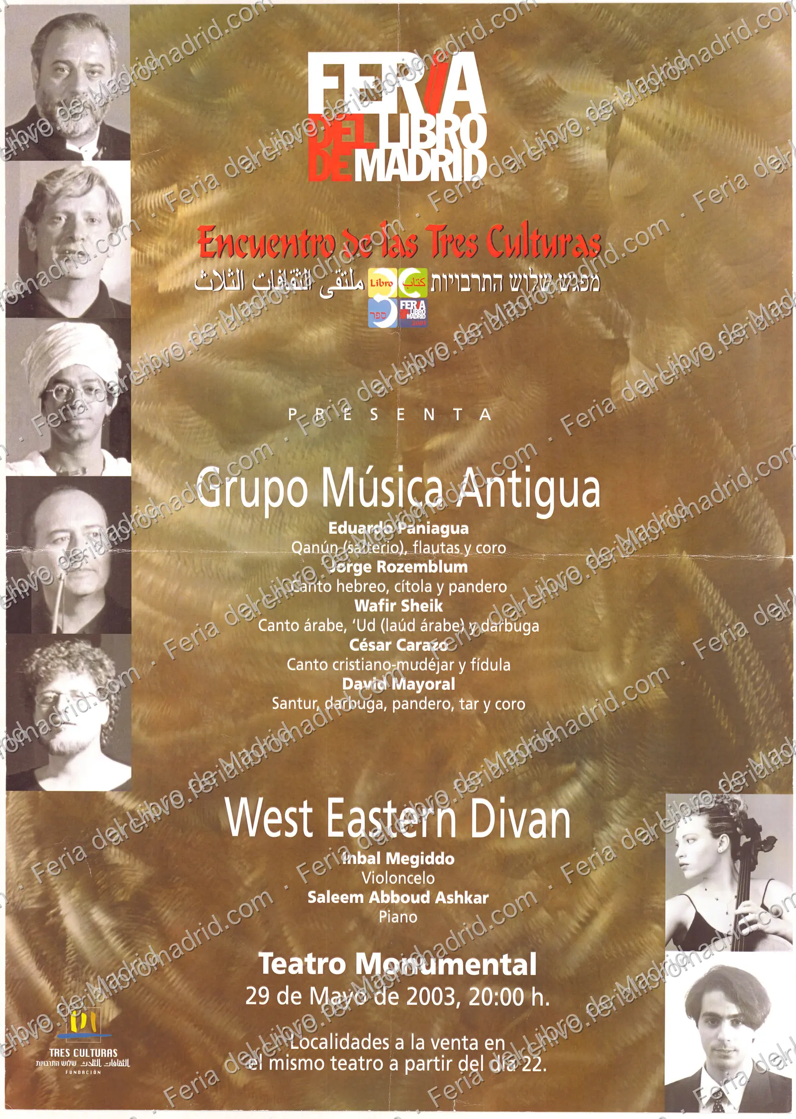 Cartel del concierto del Encuentro de las Tres Culturas a cargo de Grupo de Música Antigua y West Eastern Divan — página 1