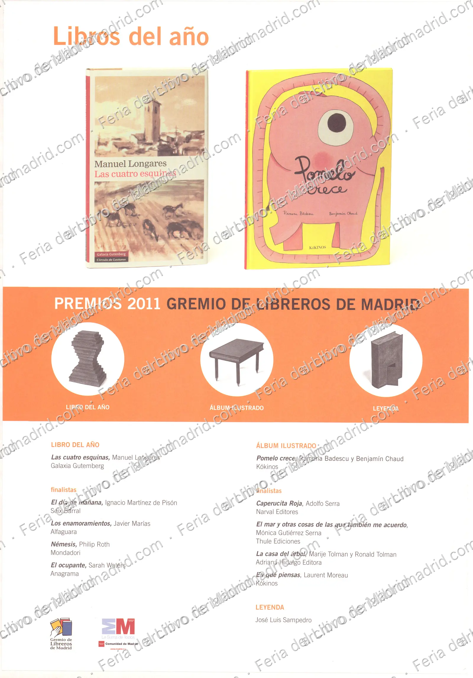 Cartel Premios 2011 Gremio de Libreros de Madrid Libros del Año — página 1