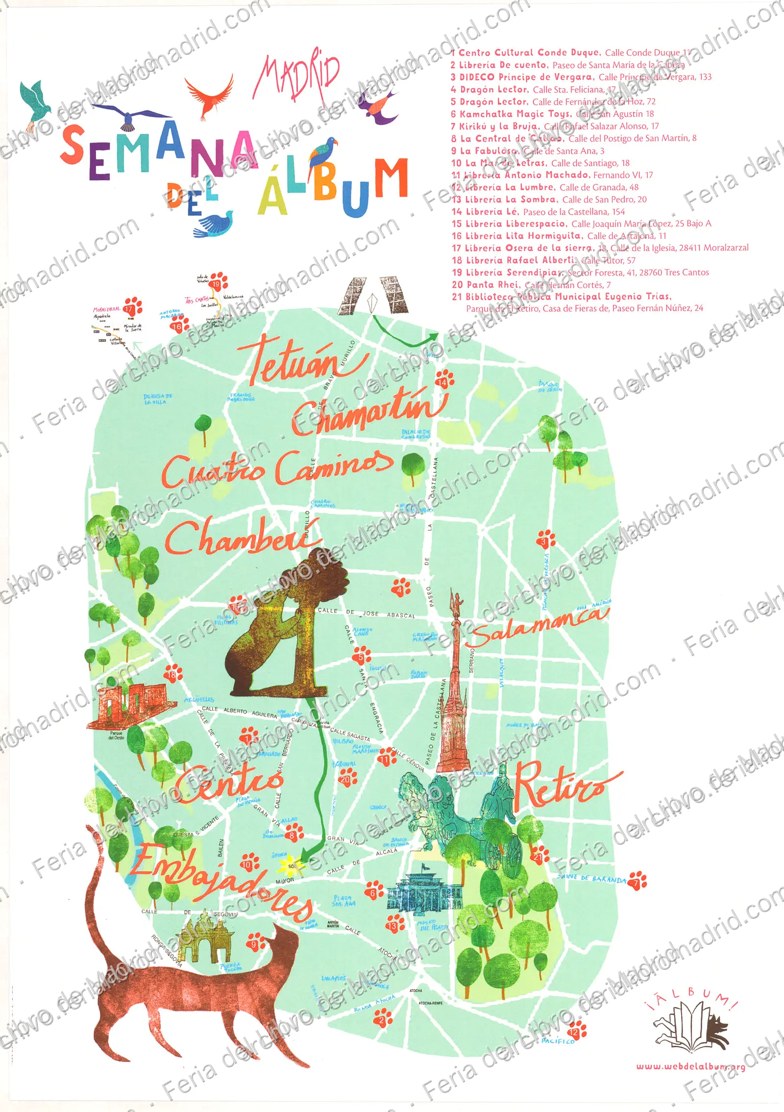 Cartel de la Semana del Álbum, Madrid, con plano y relación de partcipantes, www.webdelalbum.org — página 1